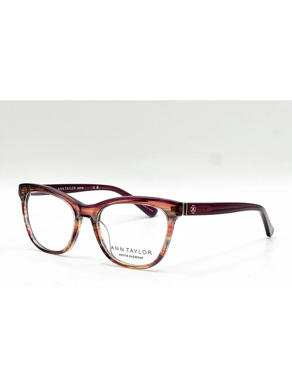 Ann Taylor Atp827 C02 Shiny Dusk Orange Purple Horn Eyeglasses 49-16-130